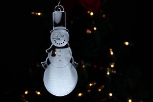 1/8" Clear Acrylic Jolly Snowman Ornament