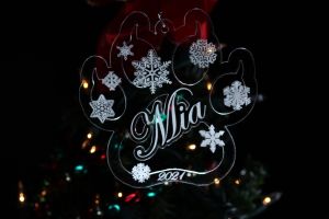 Cat Paw Print 1/8" Thick Clear Cast Acrylic Ornament