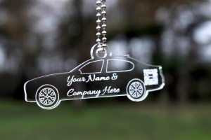 Photo of Clear Acrylic Car Shaped Keychain for Car Sales, Car Service Departments, Mechanics, Body Shops and more